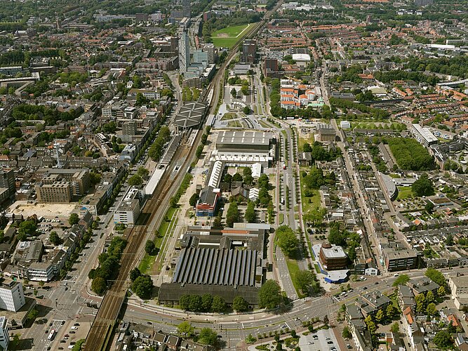 Aerial view of Tilburg city, host location of Circular Textile Days 2026.